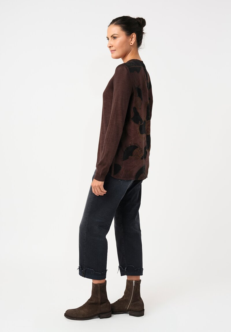 Avant Toi Cashmere & Vintage Silk One-of-a-Kind V-Neck Sweater in Moro Brown Compass