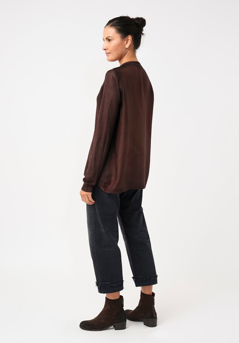 Avant Toi Cashmere & Vintage Silk One-of-a-Kind V-Neck Sweater in Moro Brown Sash