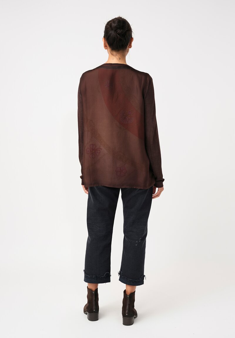Avant Toi Cashmere & Vintage Silk One-of-a-Kind V-Neck Sweater in Moro Brown Sash