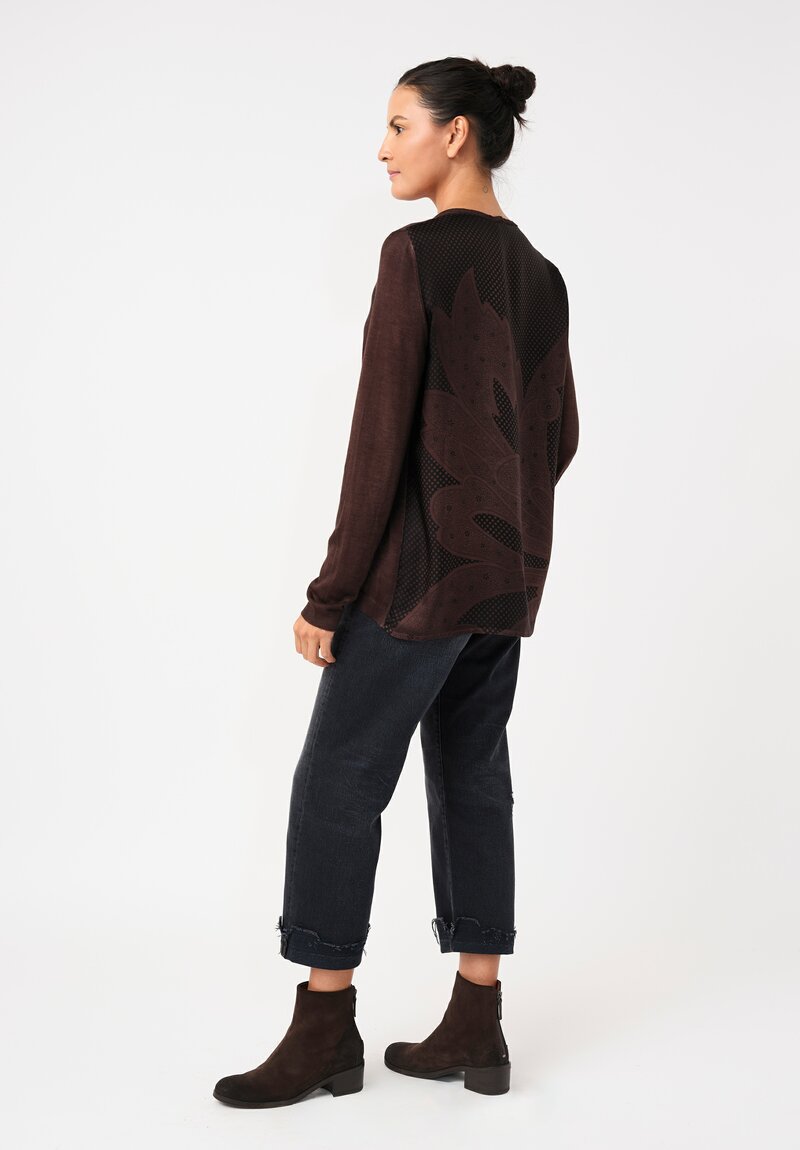 Avant Toi Cashmere & Vintage Silk One-of-a-Kind V-Neck Sweater in Moro Brown Dots