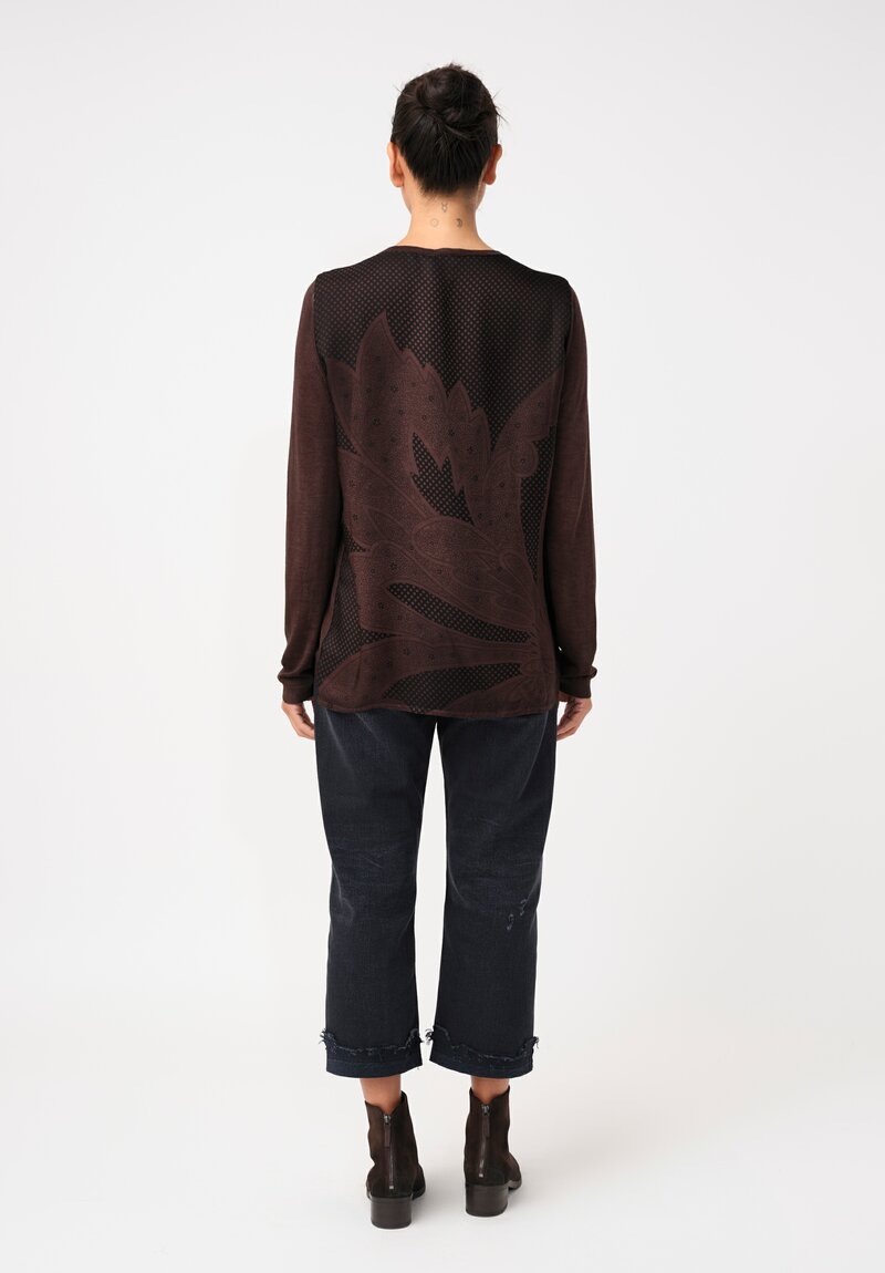 Avant Toi Cashmere & Vintage Silk One-of-a-Kind V-Neck Sweater in Moro Brown Dots