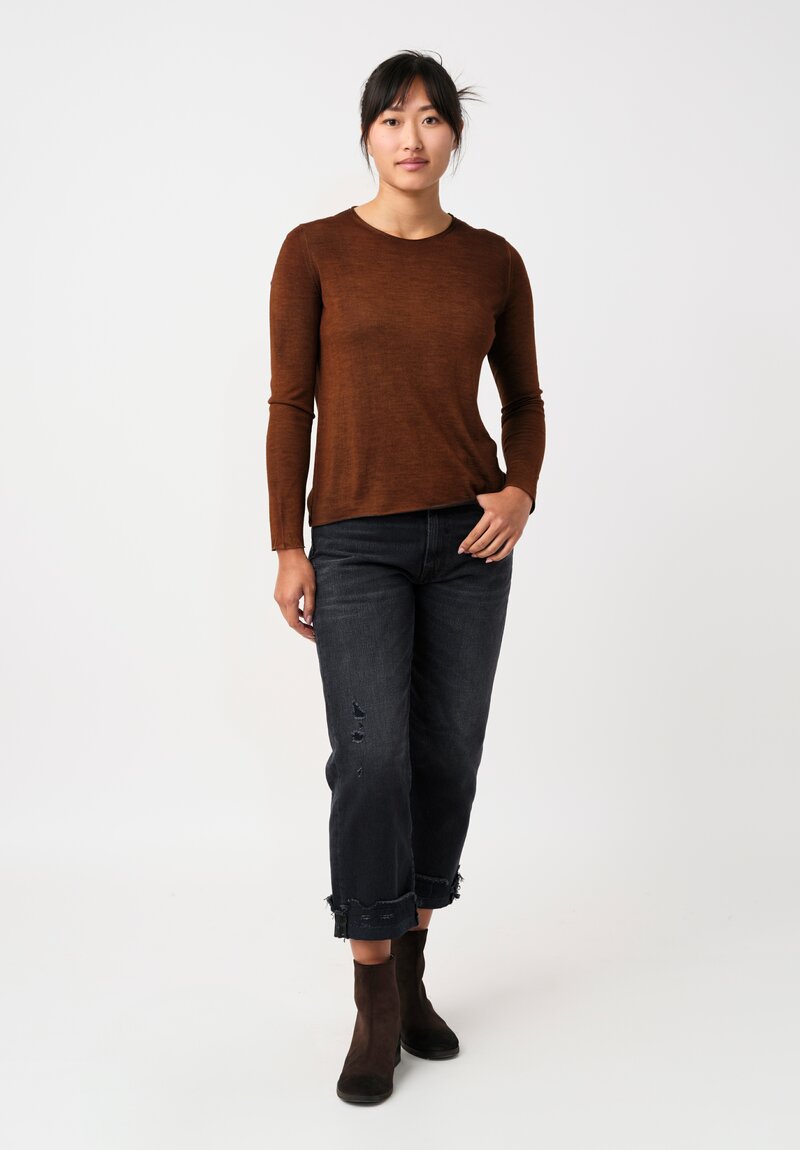 Avant Toi Cashmere & Silk Hand-Painted Off-Gauge Knit in Nero & Antilope Brown