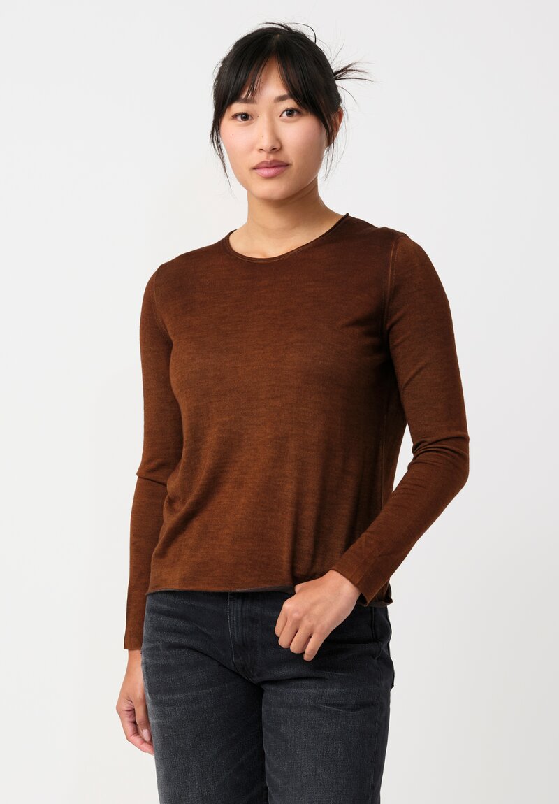 Avant Toi Cashmere & Silk Hand-Painted Off-Gauge Knit in Nero & Antilope Brown