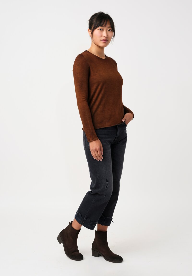 Avant Toi Cashmere & Silk Hand-Painted Off-Gauge Knit in Nero & Antilope Brown