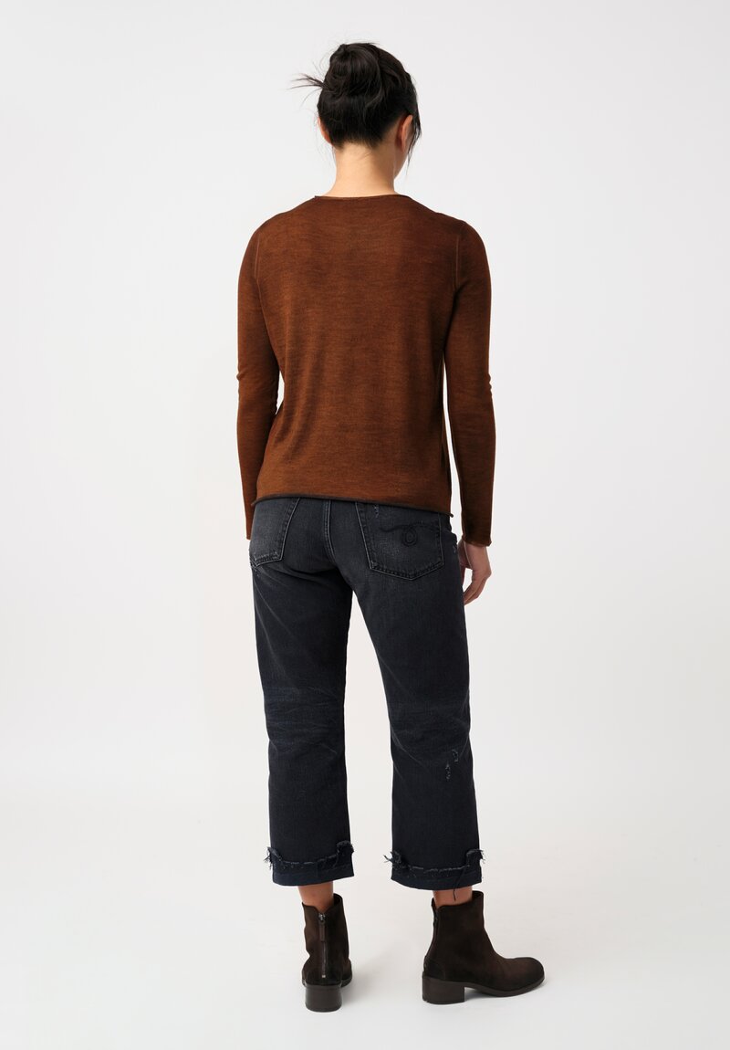 Avant Toi Cashmere & Silk Hand-Painted Off-Gauge Knit in Nero & Antilope Brown