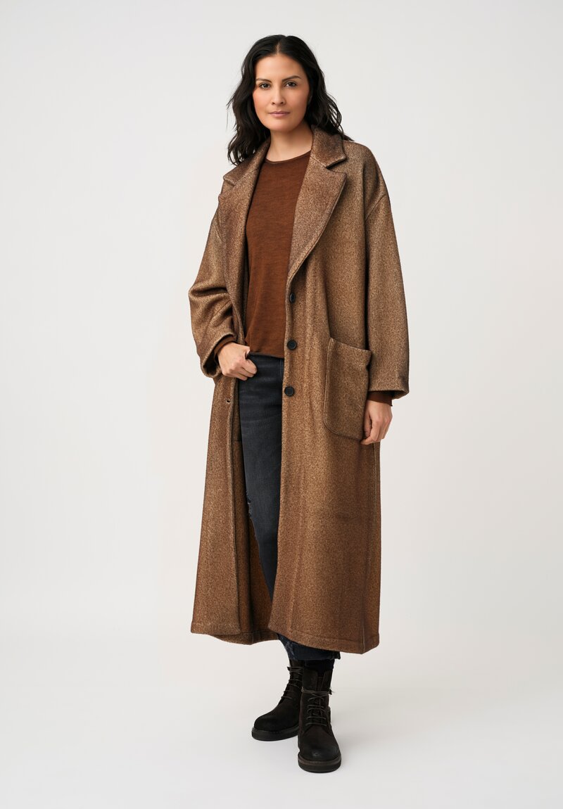 Avant Toi Cashmere & Silk Hand-Painted Girocollo Sweater in Nero & Antilope Brown
