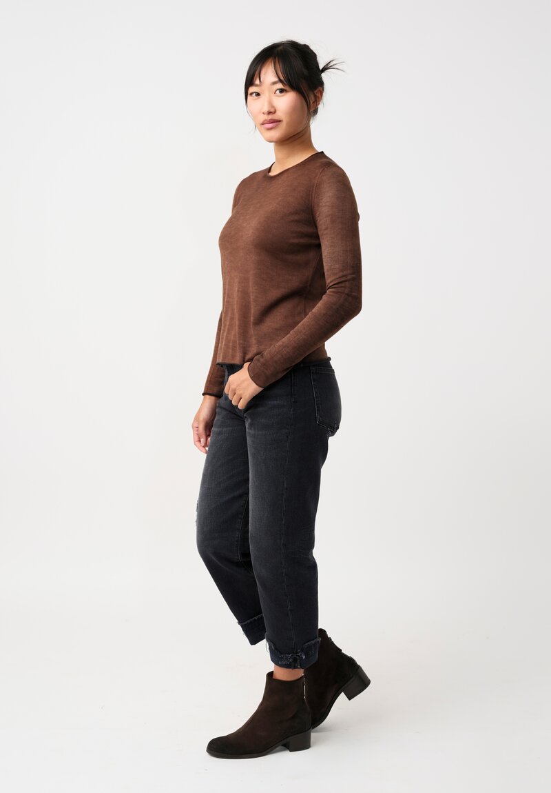 Avant Toi Cashmere & Silk Hand-Painted Off-Gauge Knit in Nero & Brownie Brown