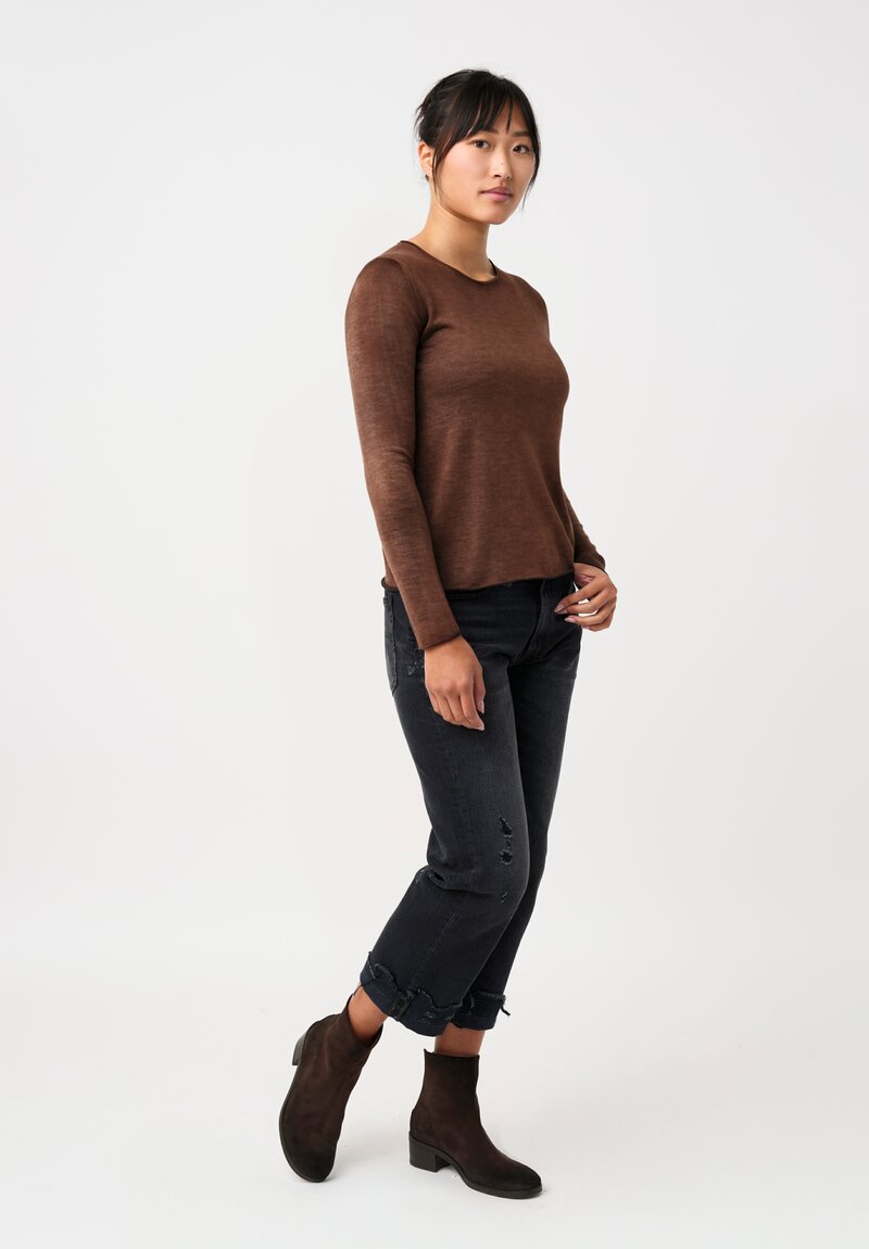 Avant Toi Cashmere & Silk Hand-Painted Off-Gauge Knit in Nero & Brownie Brown