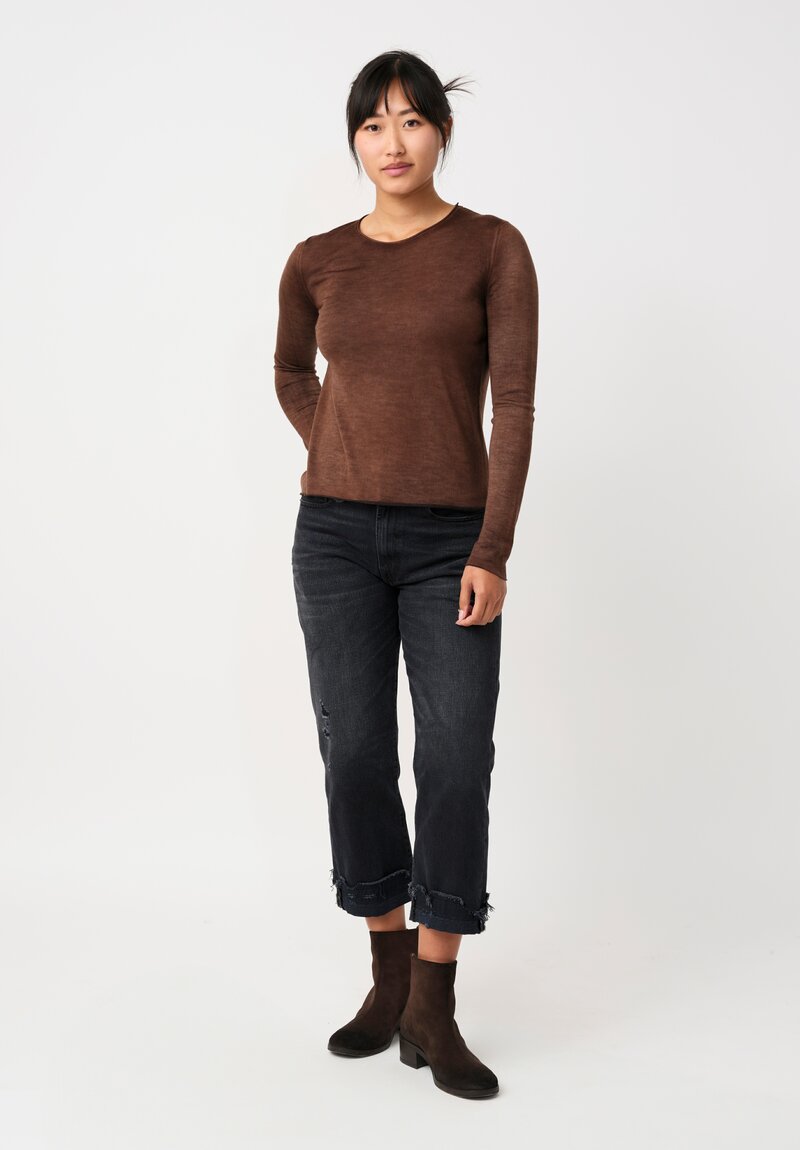 Avant Toi Cashmere & Silk Hand-Painted Off-Gauge Knit in Nero & Brownie Brown