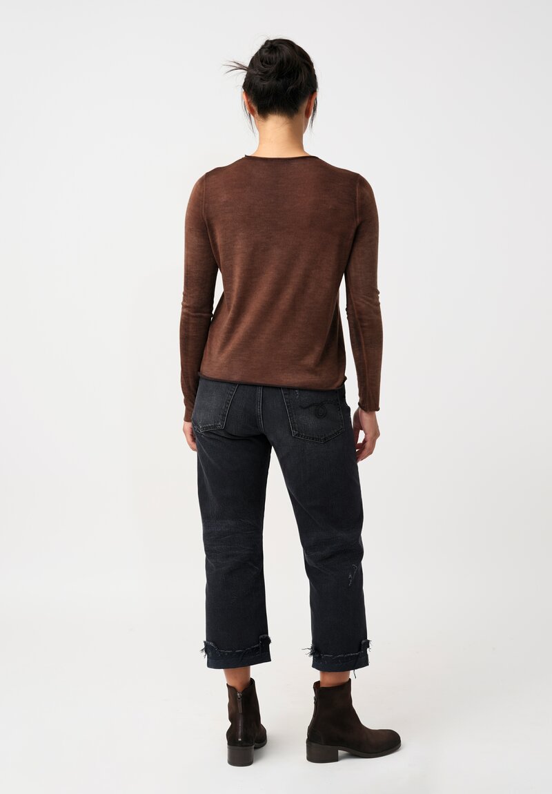Avant Toi Cashmere & Silk Hand-Painted Off-Gauge Knit in Nero & Brownie Brown