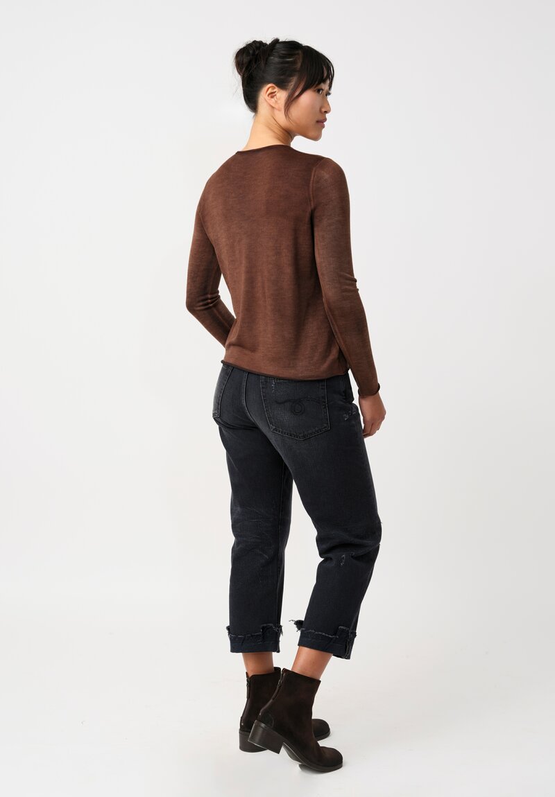 Avant Toi Cashmere & Silk Hand-Painted Off-Gauge Knit in Nero & Brownie Brown