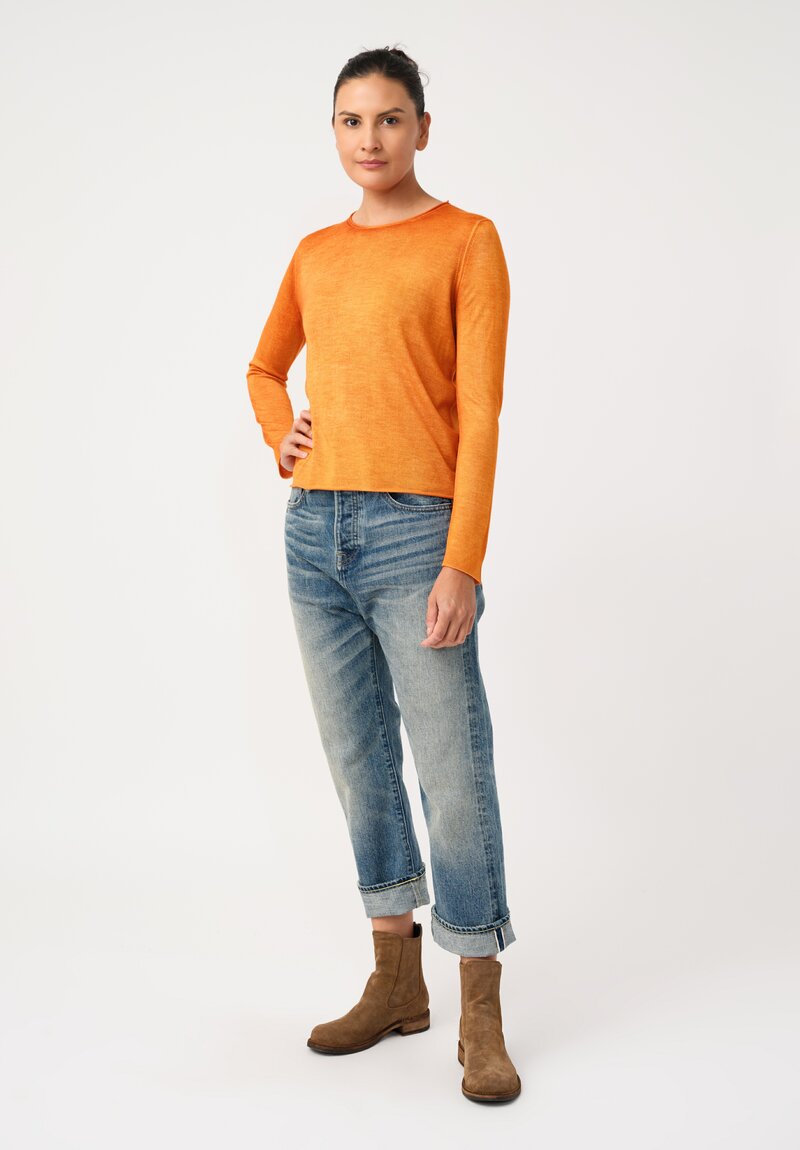Avant Toi Cashmere & Silk Hand-Painted Sweater in Nero & Corten Orange