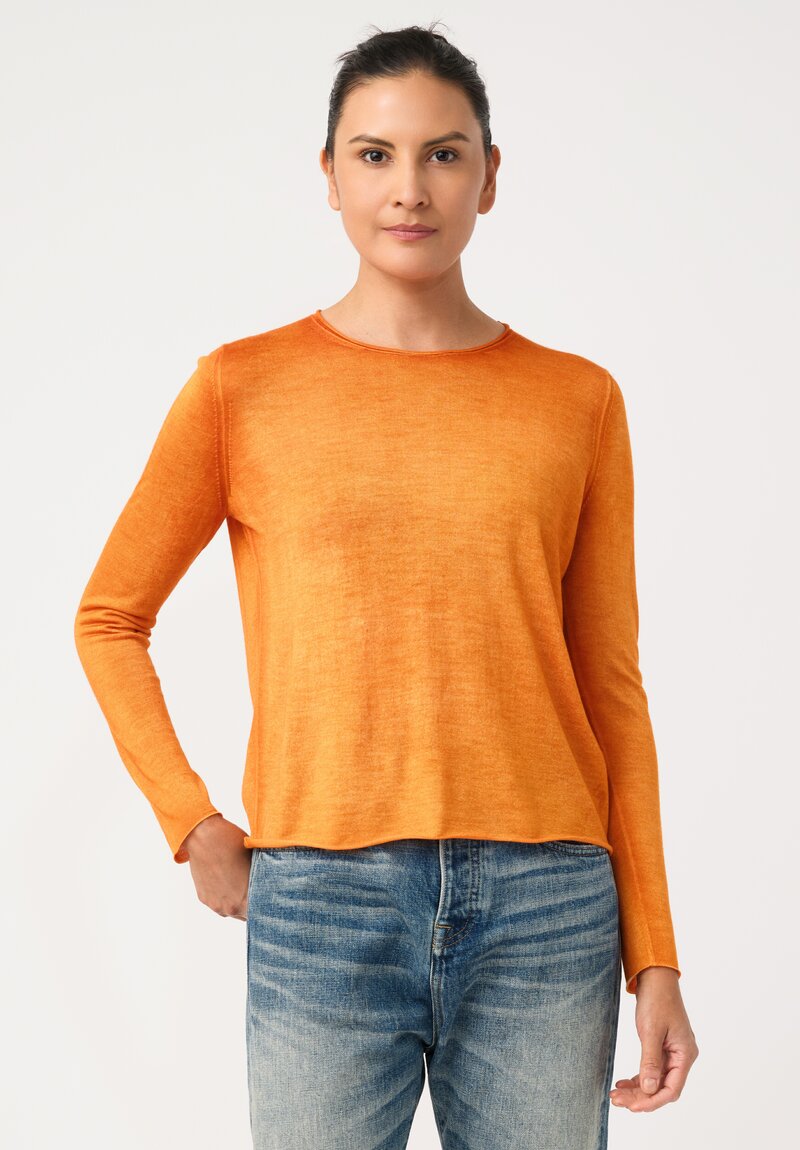 Avant Toi Cashmere & Silk Hand-Painted Sweater in Nero & Corten Orange