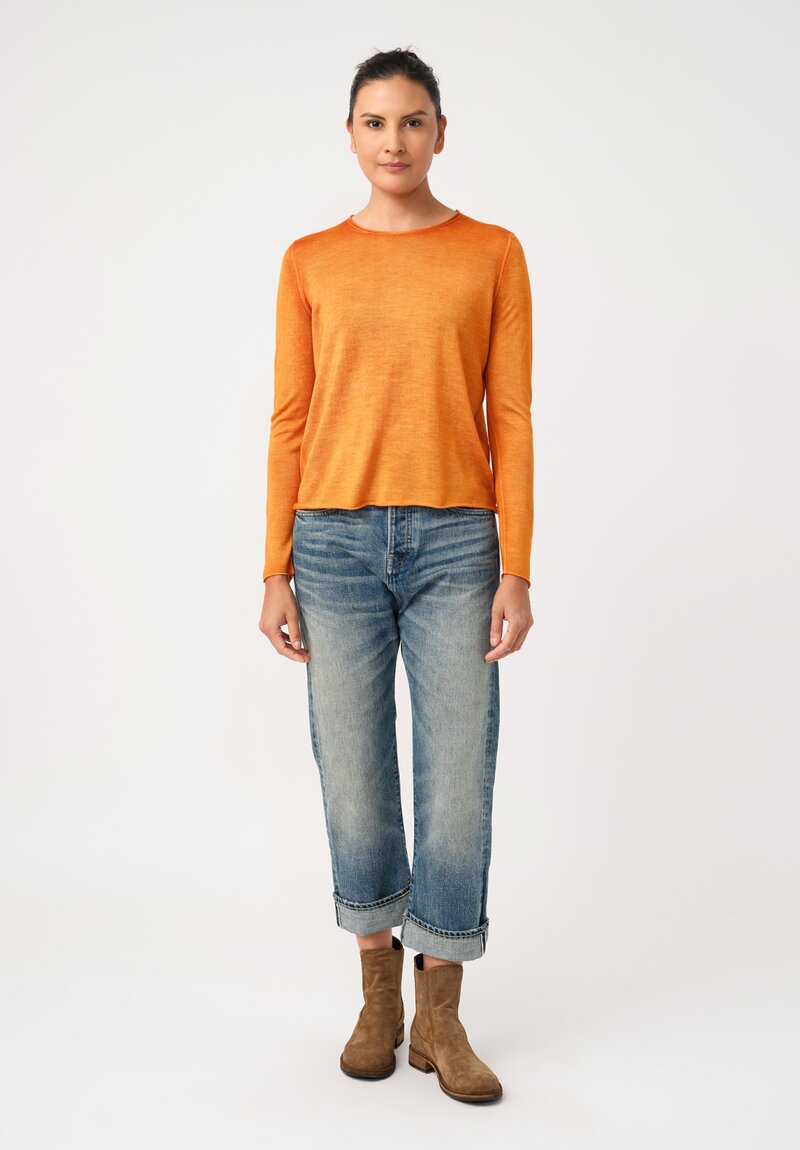 Avant Toi Cashmere & Silk Hand-Painted Sweater in Nero & Corten Orange