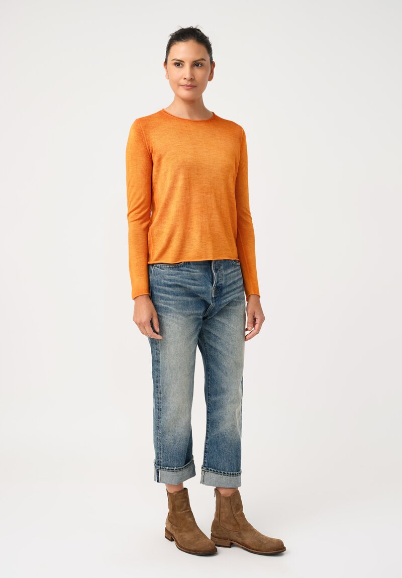Avant Toi Cashmere & Silk Hand-Painted Sweater in Nero & Corten Orange