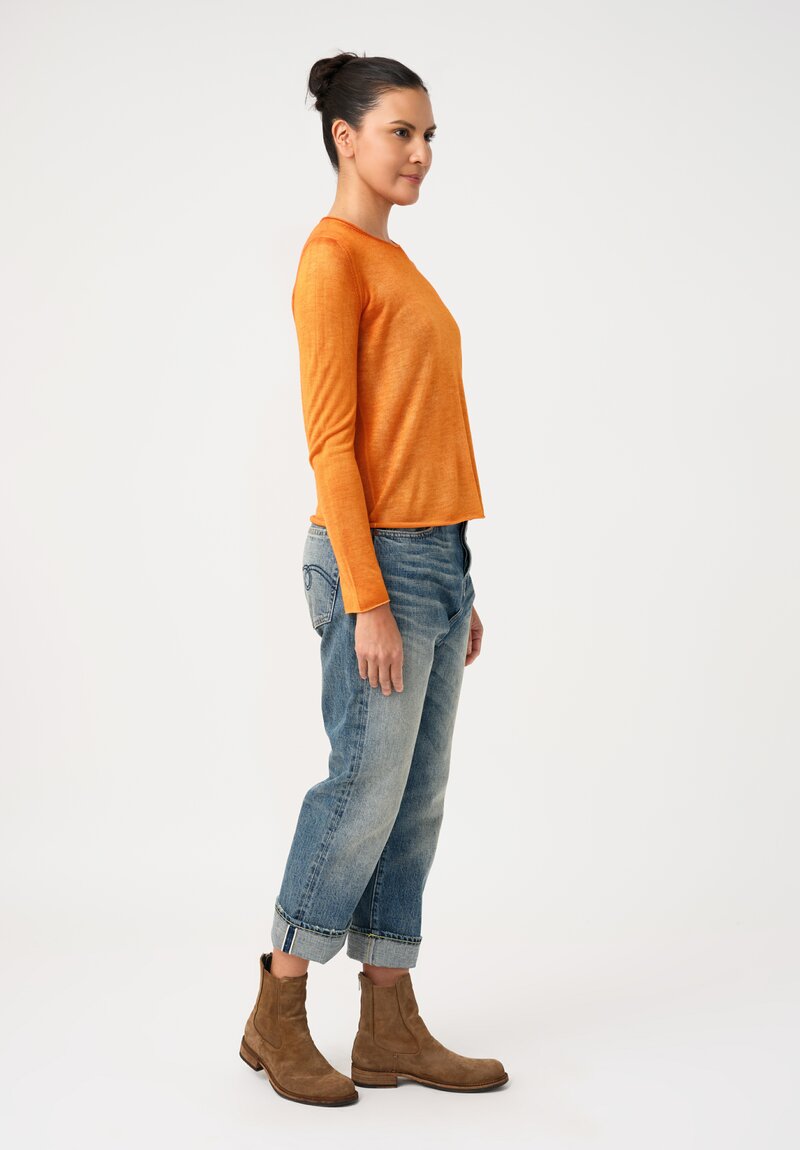 Avant Toi Cashmere & Silk Hand-Painted Sweater in Nero & Corten Orange