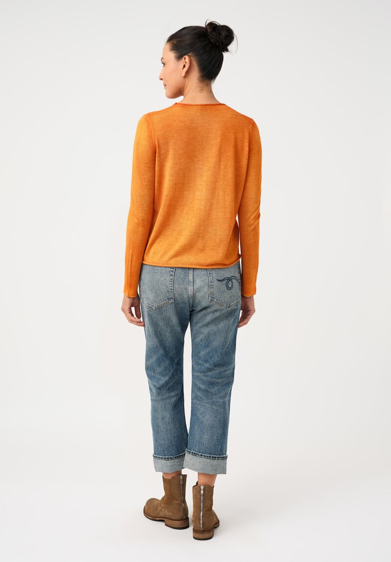 Avant Toi Cashmere & Silk Hand-Painted Sweater in Nero & Corten Orange