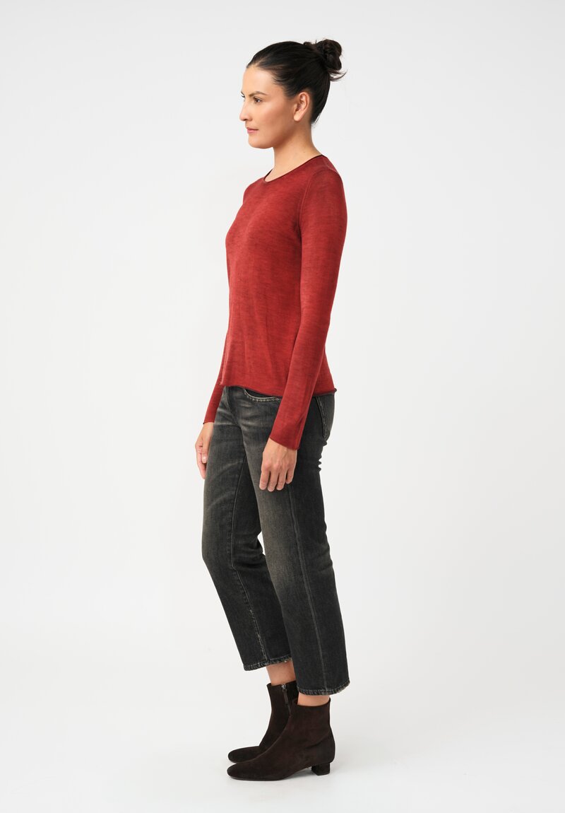 Avant Toi Cashmere & Silk Hand-Painted Sweater in Nero & Fuoco Red