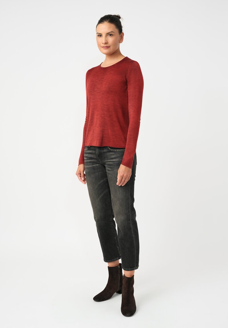 Avant Toi Cashmere & Silk Hand-Painted Sweater in Nero & Fuoco Red