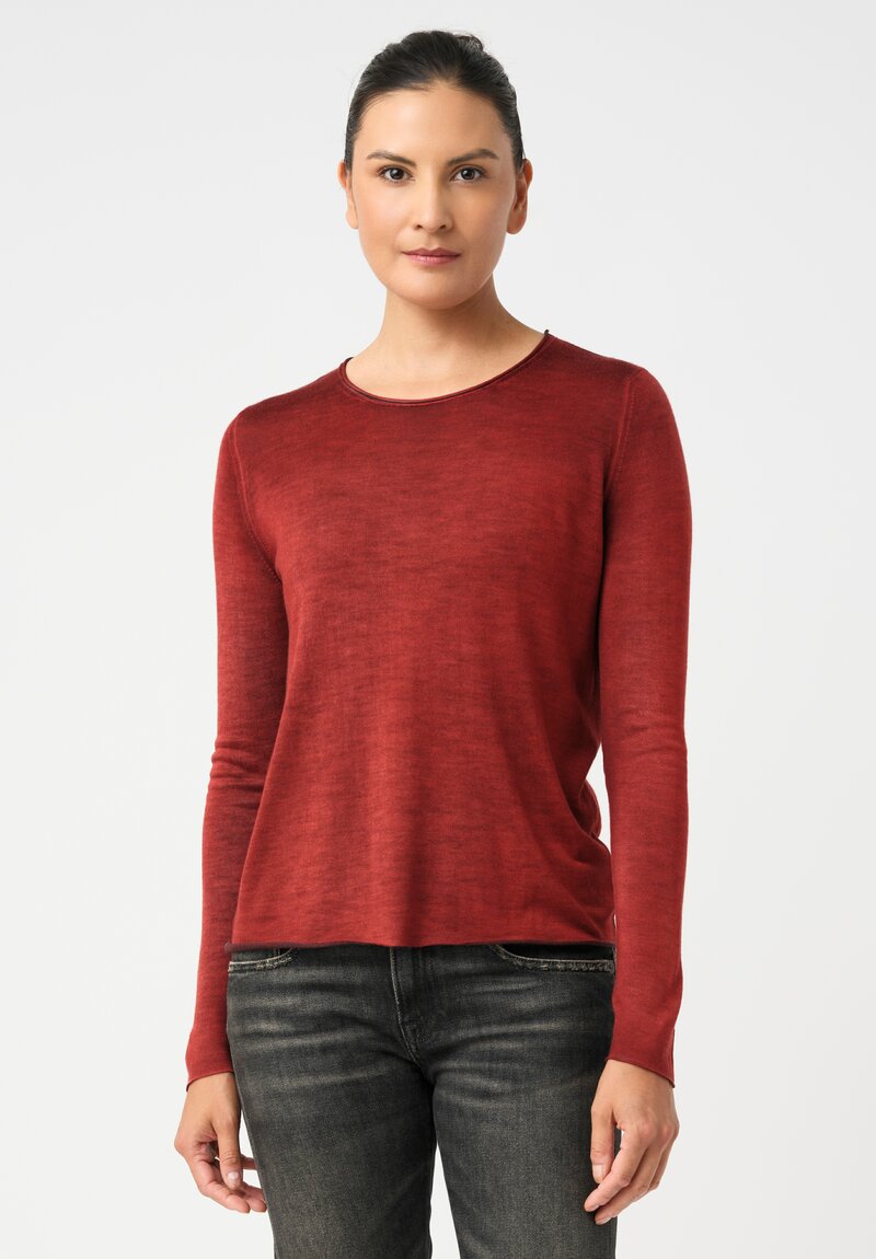 Avant Toi Cashmere & Silk Hand-Painted Sweater in Nero & Fuoco Red