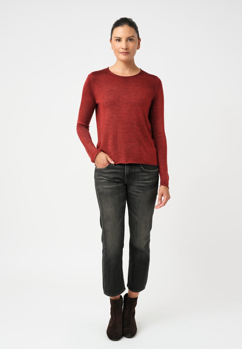 Avant Toi Cashmere & Silk Hand-Painted Sweater in Nero & Fuoco Red