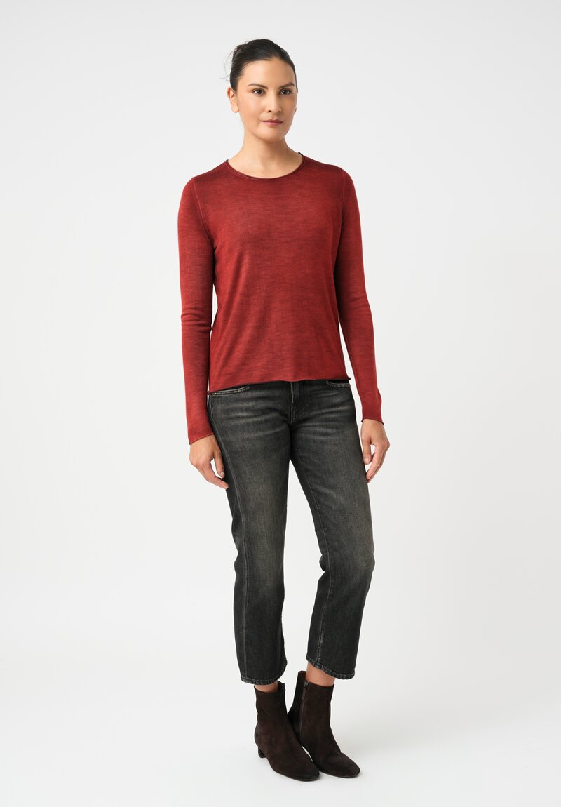 Avant Toi Cashmere & Silk Hand-Painted Sweater in Nero & Fuoco Red