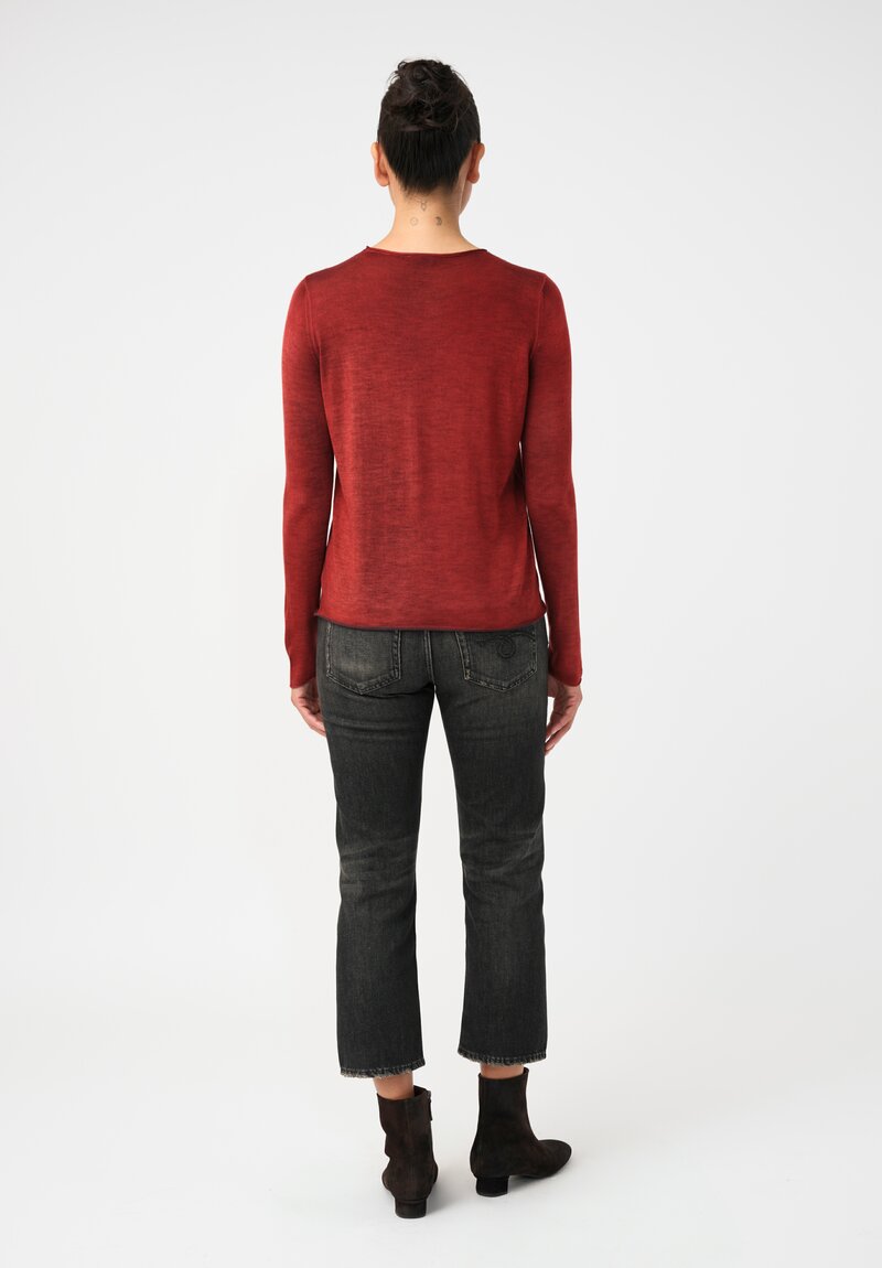 Avant Toi Cashmere & Silk Hand-Painted Sweater in Nero & Fuoco Red