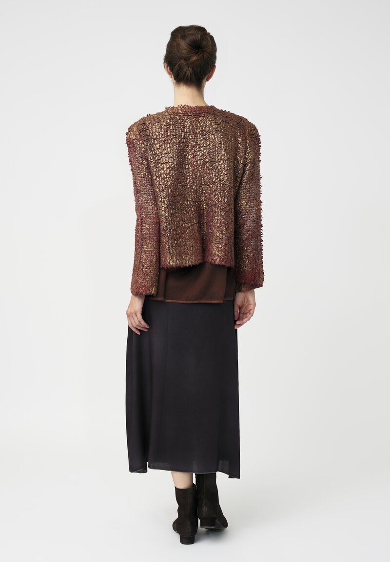 Avant Toi Silk & Cashmere Hand-Painted Pelliccia Jacket in Nero & Fuoco Red