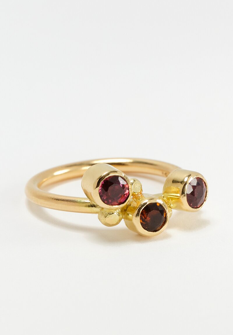 Greig Porter 18K Round Cut Pink & Brown Sapphire Trio Ring 7.5