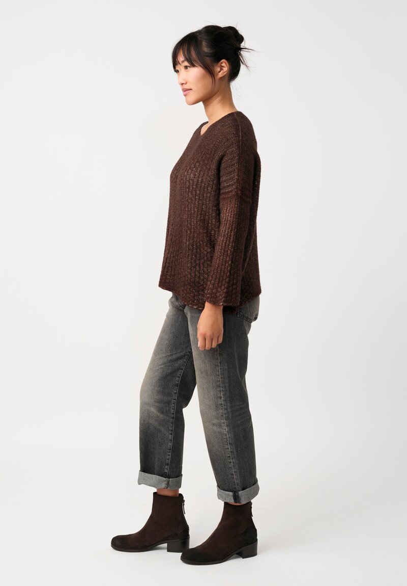 Avant Toi Cashmere & Silk Fantasia Sweater in Nero & Moro Brown