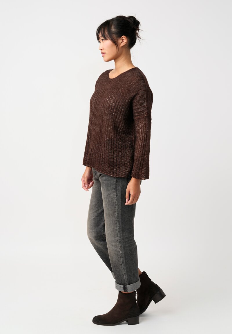 Avant Toi Cashmere & Silk Fantasia Sweater in Nero & Moro Brown