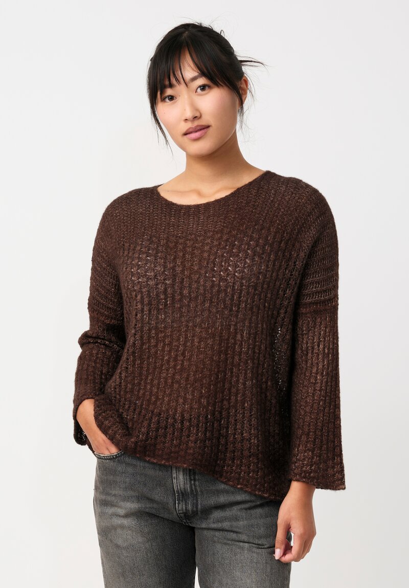 Avant Toi Cashmere & Silk Fantasia Sweater in Nero & Moro Brown
