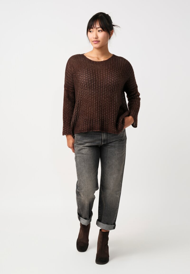 Avant Toi Cashmere & Silk Fantasia Sweater in Nero & Moro Brown