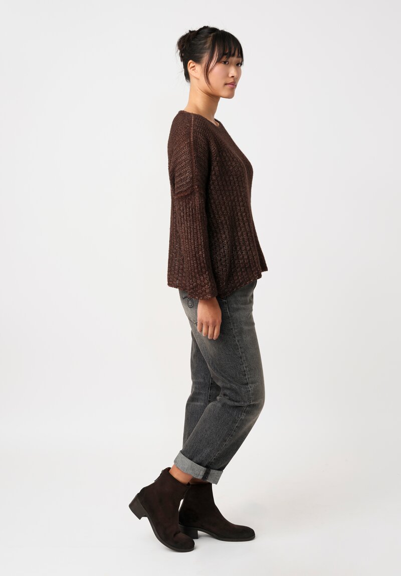 Avant Toi Cashmere & Silk Fantasia Sweater in Nero & Moro Brown