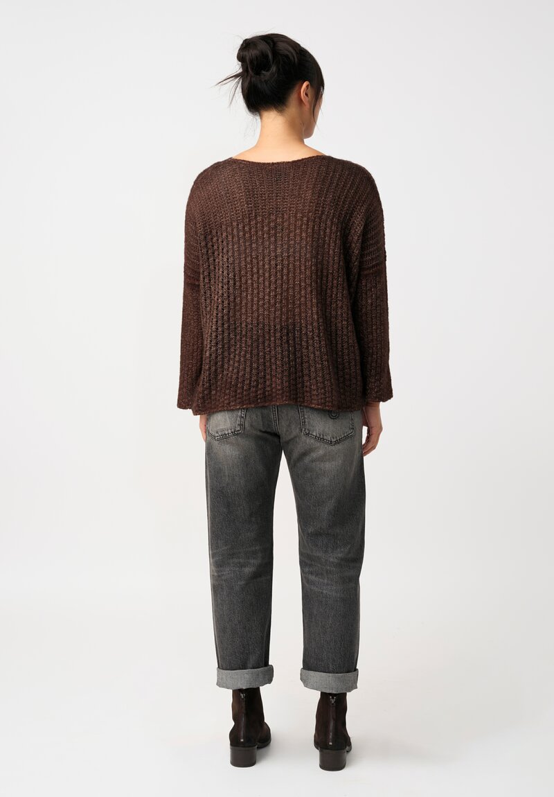 Avant Toi Cashmere & Silk Fantasia Sweater in Nero & Moro Brown