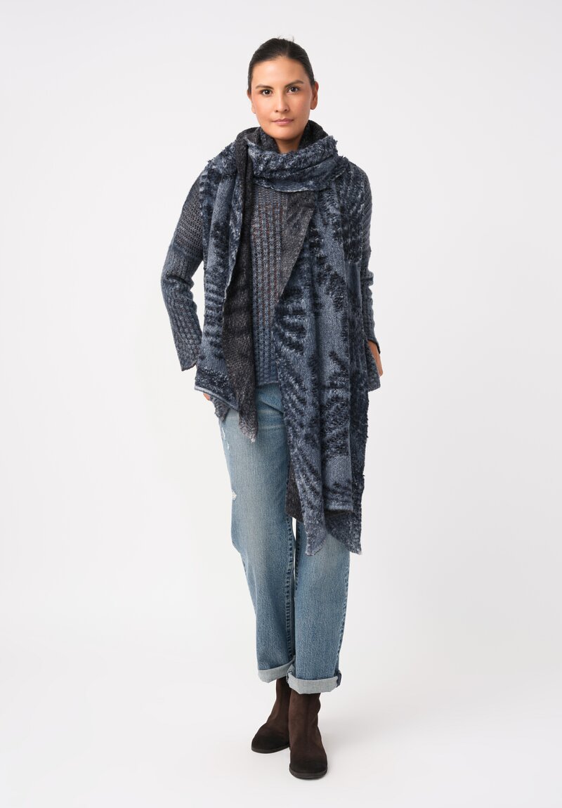 Avant Toi Cashmere & Silk Fantasia Sweater in Nero & Water Blue