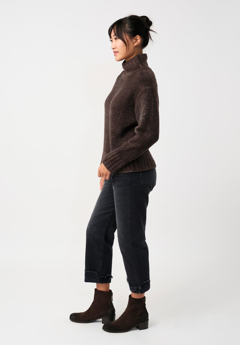 Avant Toi Cashmere & Silk Spalla Links Sweater in Nero & Moro Brown