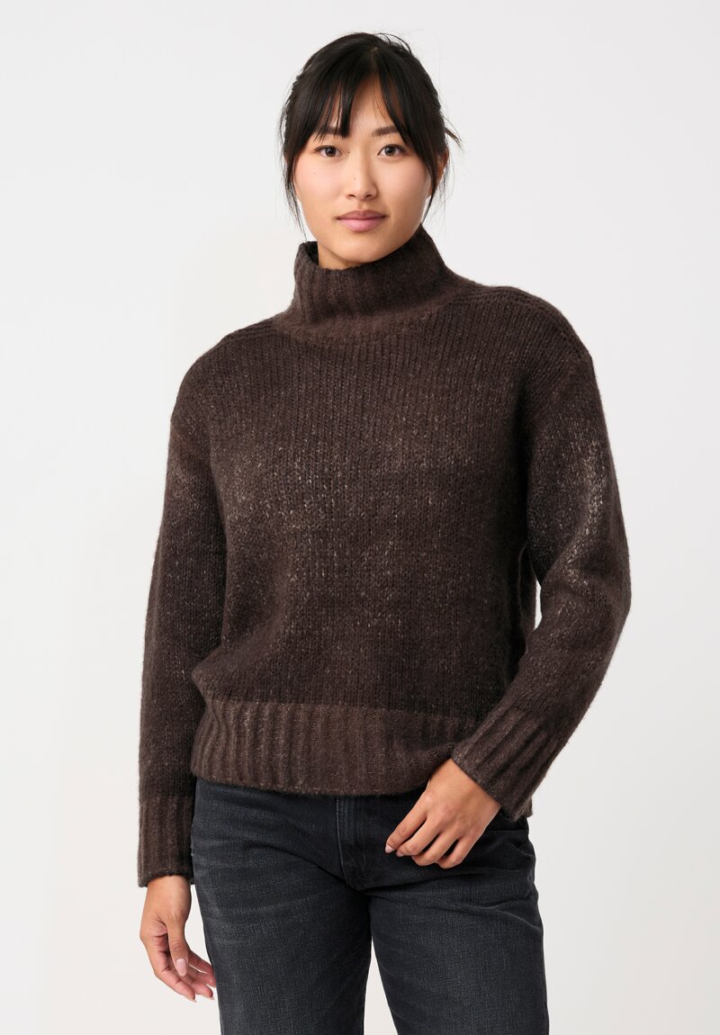 Avant Toi Cashmere & Silk Spalla Links Sweater in Nero & Moro Brown