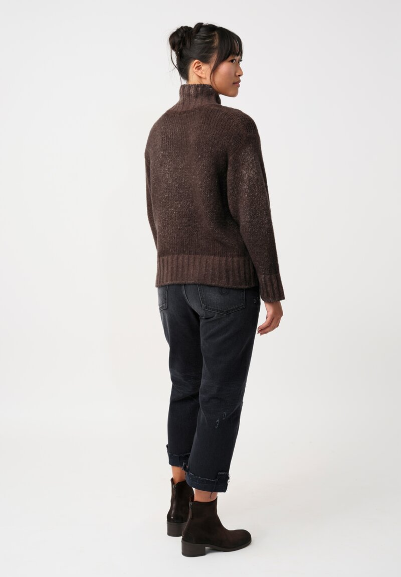 Avant Toi Cashmere & Silk Spalla Links Sweater in Nero & Moro Brown