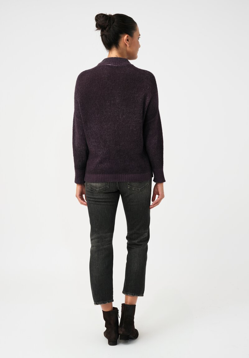 Avant Toi Cashmere & Silk Hand-Painted Luppetto Sweater in Nero & Mosto Purple
