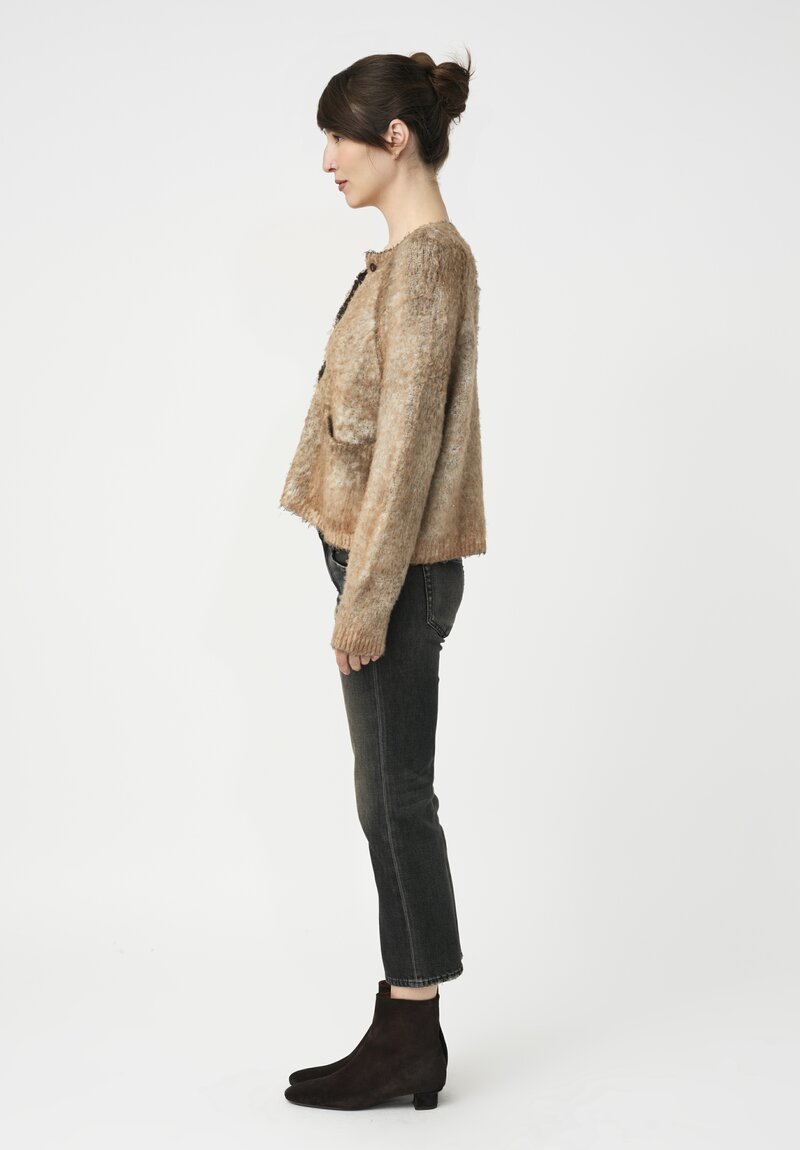 Avant Toi Silk & Cashmere Hand-Painted Pelliccia Jacket in Nero & Fuoco Red