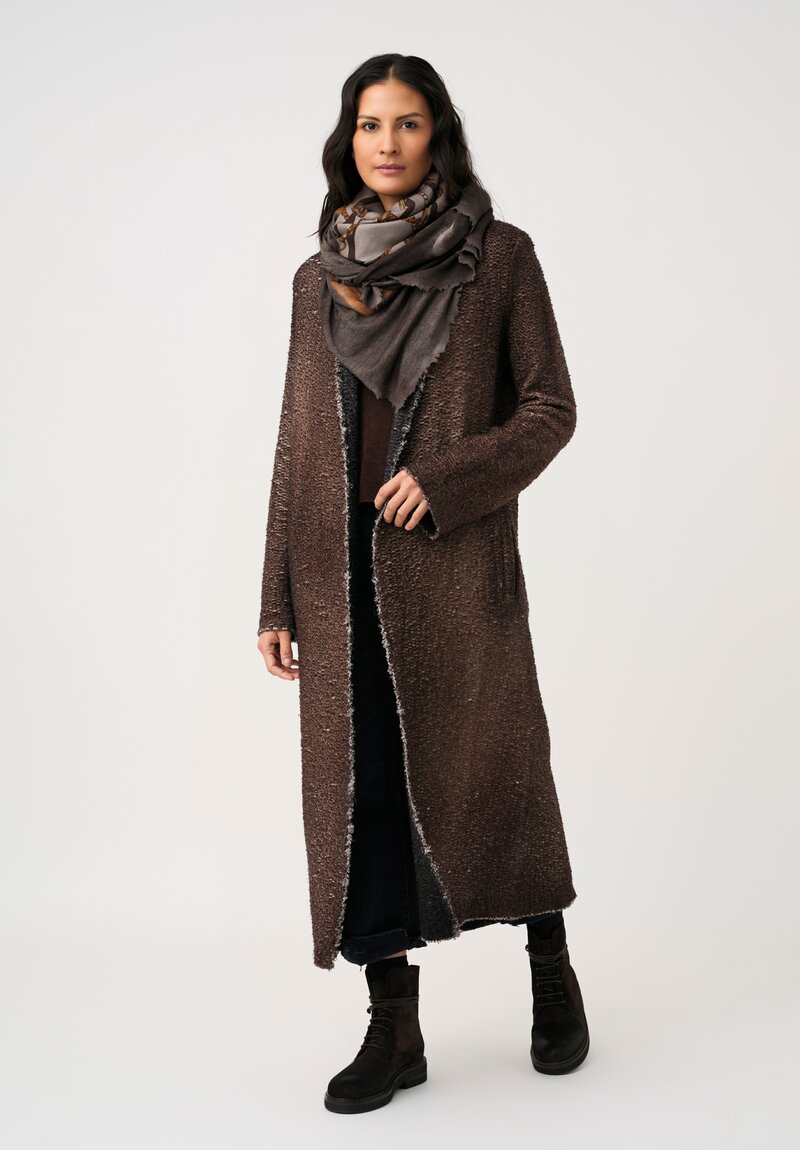 Avant Toi Hand-Painted Vimini Malfilé Duster in Nero & Moro Brown
