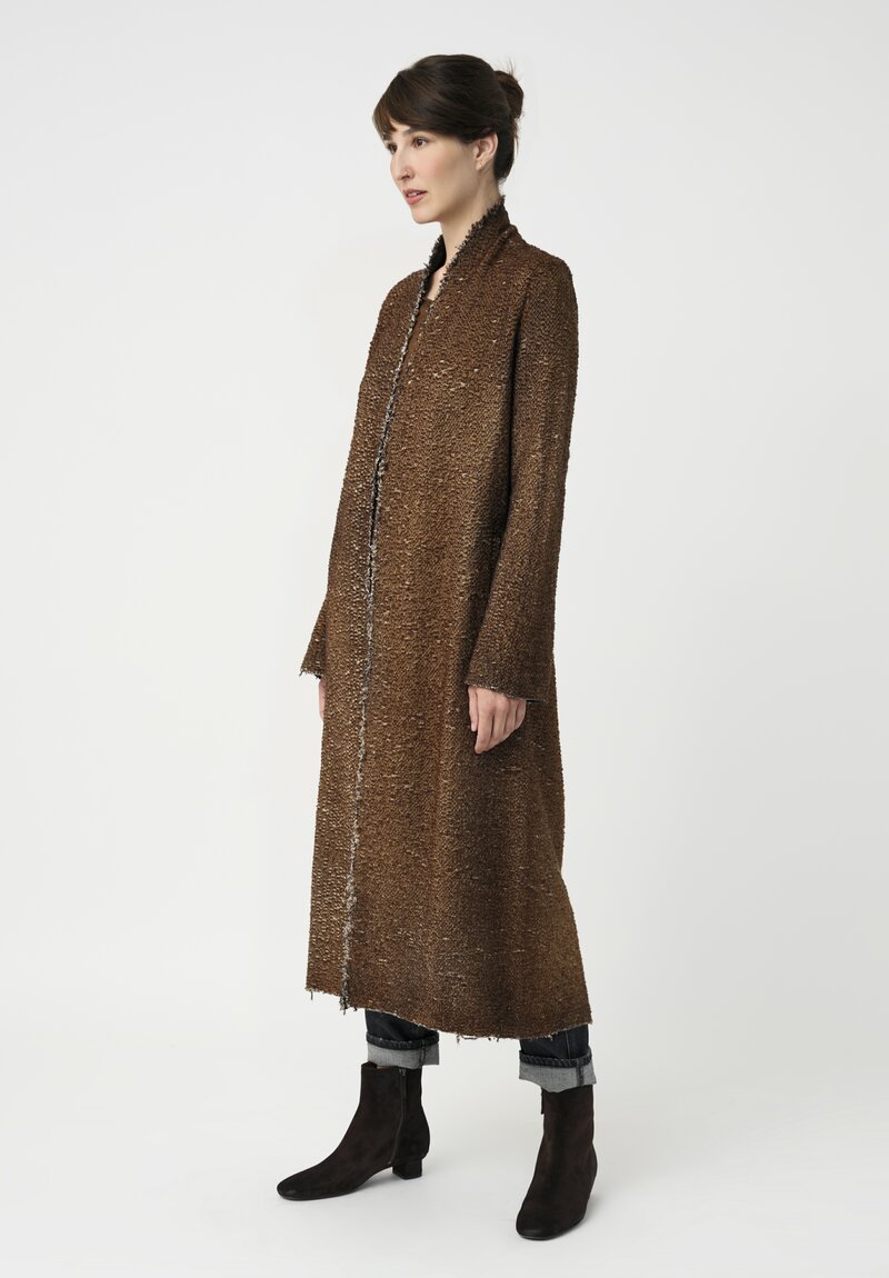 Avant Toi Hand-Painted Vimini Malfilé Duster in Nero & Sughero Brown