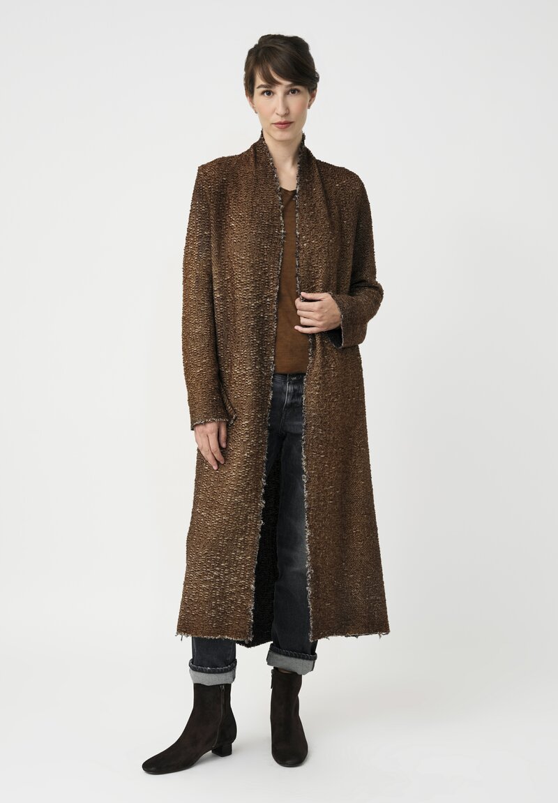 Avant Toi Hand-Painted Vimini Malfilé Duster in Nero & Sughero Brown