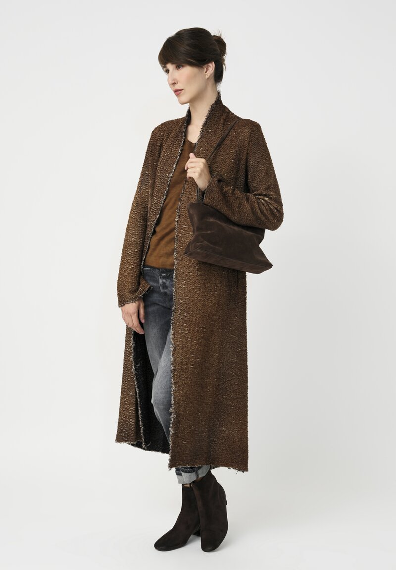 Avant Toi Hand-Painted Vimini Malfilé Duster in Nero & Sughero Brown