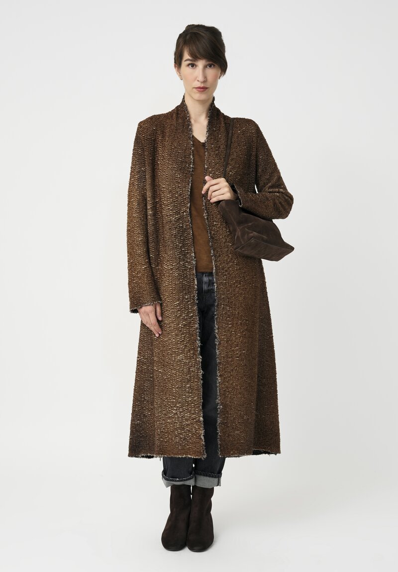 Avant Toi Hand-Painted Vimini Malfilé Duster in Nero & Sughero Brown