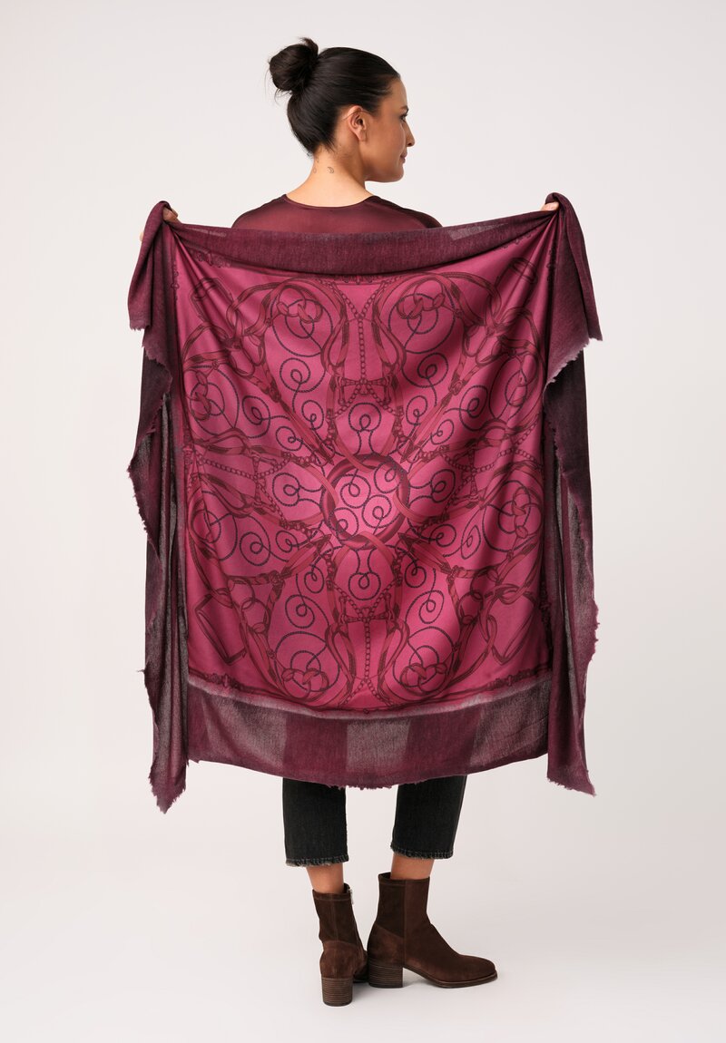 Avant Toi Cashmere & Silk One-of-a-Kind Quadrello Belts Scarf in Nero & Wine Red