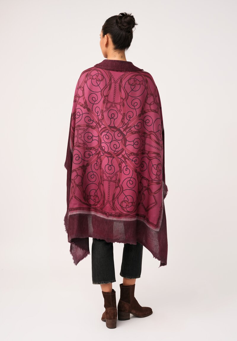 Avant Toi Cashmere & Silk One-of-a-Kind Quadrello Belts Scarf in Nero & Wine Red