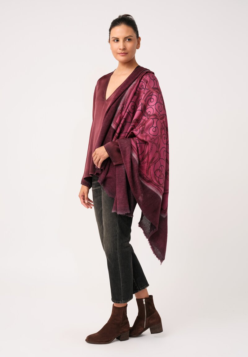 Avant Toi Cashmere & Silk One-of-a-Kind Quadrello Belts Scarf in Nero & Wine Red