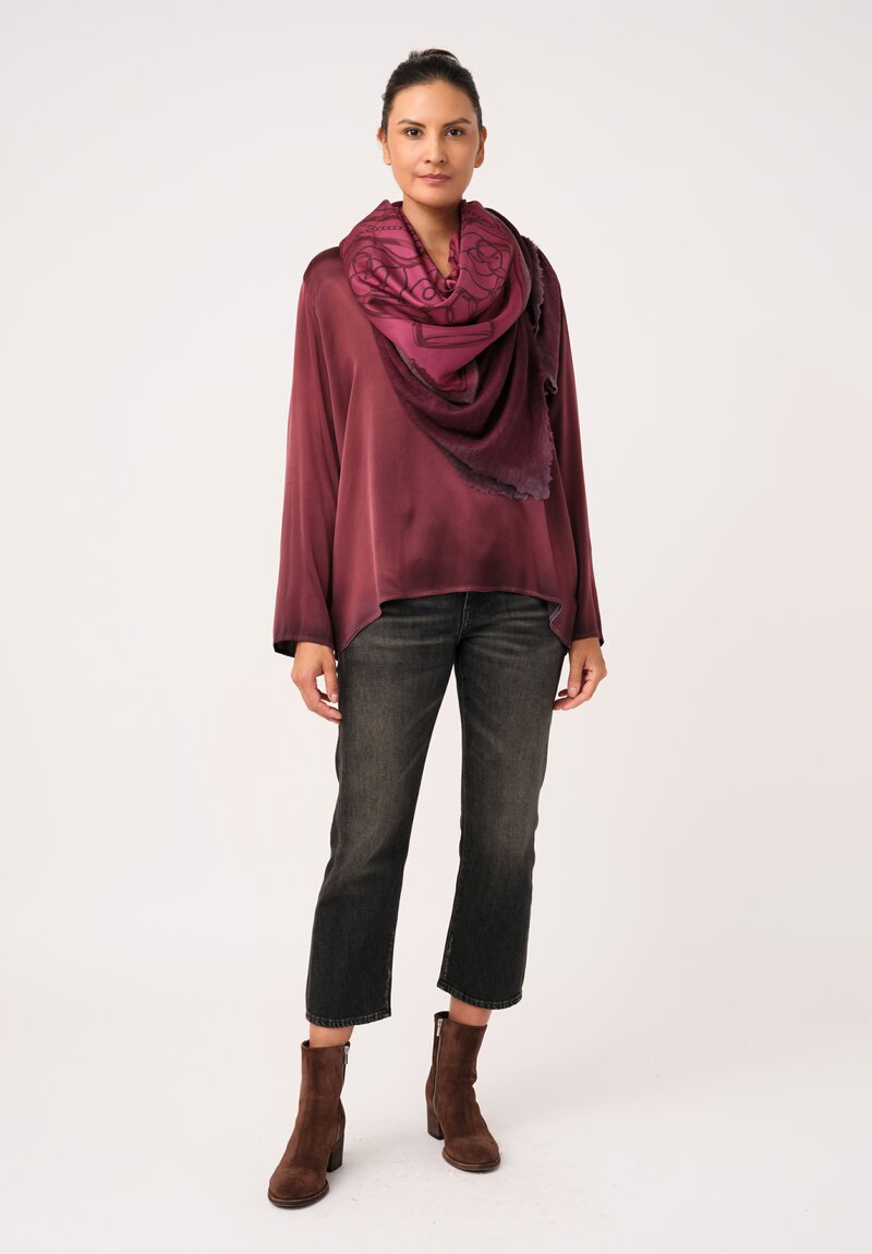 Avant Toi Cashmere & Silk One-of-a-Kind Quadrello Belts Scarf in Nero & Wine Red